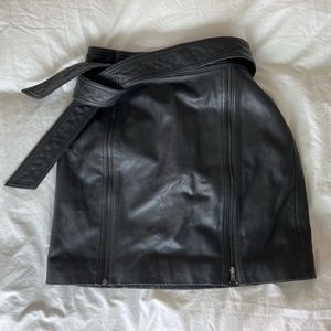 Leather black skirt